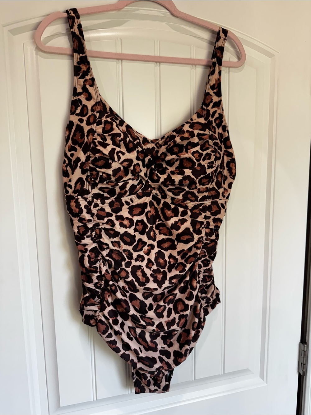 Leopard Print One Piece Swimsuit 18W Ruched Tummy Control Adjustable Straps